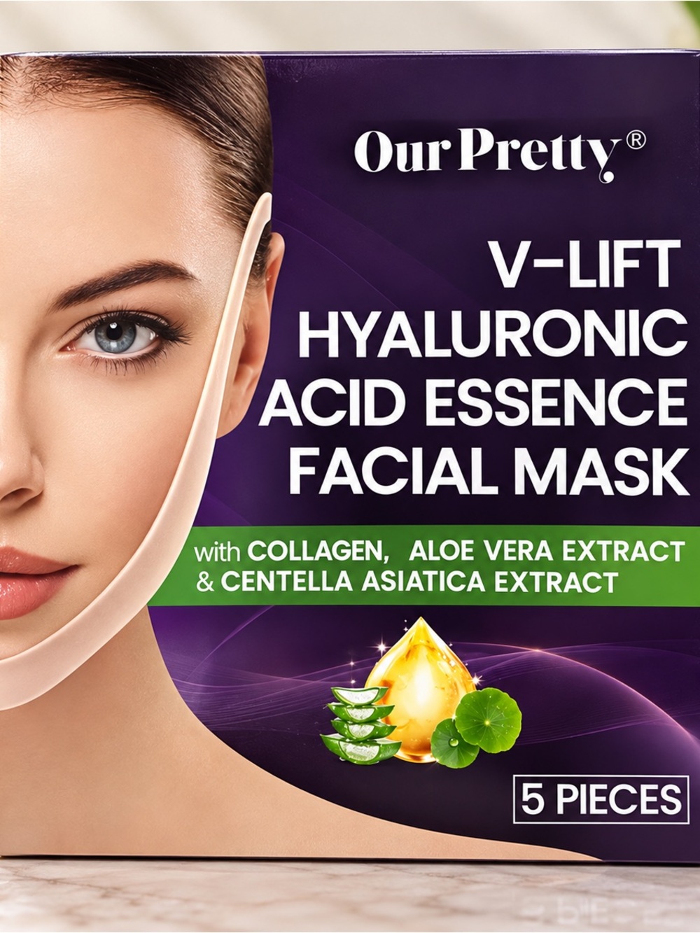 V-Lift Hyaluronic Acid Essence Facial Mask -  (5 Pieces)